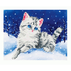 DIAMOND DOTZ® Diamond Painting Katze im Schnee blau