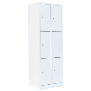 4061815517547 - Schließfachschrank signalweiß 520327 6 Schließfächer 600 x 500 x 1800 cm 4061815517547 LÜLLMANN