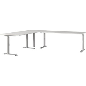 4005949792173 - Eckschreibtisch Agenda mechanisch höhenverstellbar B 2600 x T 2200 x H 680-910 mm Lichtgrau Silber