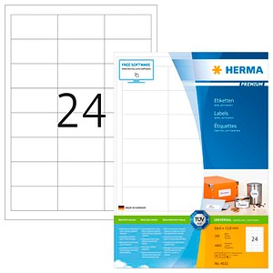 HERMA Etiketten 4632 weiß 64,6 x 33,8 mm, 200 Blatt