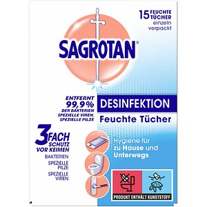 SAGROTAN® Desinfektionstücher DESINFEKTION 1-lagig weiß, 15 Tücher