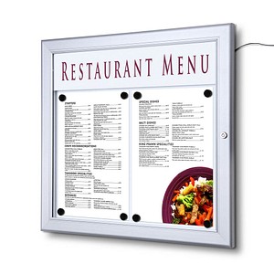 8595578322811 - SHOWDOWN Menütafel Magnetisch A4 Wandmontage mit Schrauben Abschließbar 505 (B) x 477 (H) cm Silber