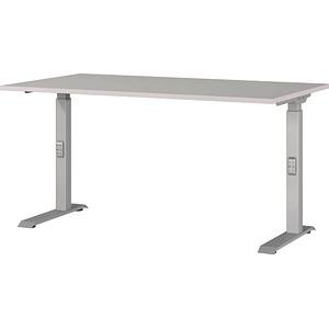 4005949791879 - Schreibtisch DOWNEY 7904-643 manuell höhenverstellbar 68-91cm (H) 140x80cm (BxT) rechteckig kaschmir   silber 4005949791879