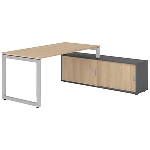 4032062332467 - Schreibtischkombination RSE16 höhenverstellbar  rechteckig eiche   silber 4032062332467 Hammerbacher