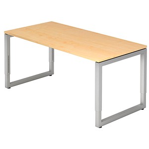 HAMMERBACHER RS16 höhenverstellbarer Schreibtisch ahorn rechteckig, Kufen-Gestell silber 160,0 x 80,0 cm