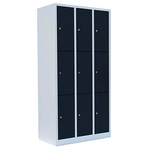 4061815517653 - Schließfachschrank anthrazit lichtgrau 520338 9 Schließfächer 885 x 500 x 1800 cm 4061815517653 LÜLLMANN 4061815517653 - Schließfachschrank anthrazit lichtgrau 520338 9 Schließfächer 885 x 500 x 1800 cm 4061815517653 LÜLLMANN