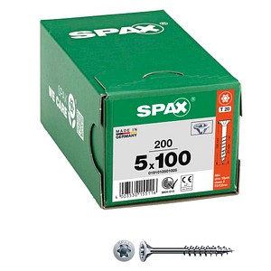 4003530155116 - Universalschraube 5 x 100 mm 200 Stück Teilgewinde Senkkopf t-star plus T20 4CUT wirox - 0191010501005 - Spax 4003530155116 - Universalschraube 5 x 100 mm 200 Stück Teilgewinde Senkkopf t-star plus T20 4CUT wirox - 0191010501005 - Spax