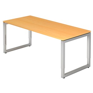 HAMMERBACHER RS19 höhenverstellbarer Schreibtisch buche rechteckig, Kufen-Gestell silber 180,0 x 80,0 cm