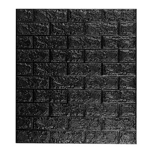 4052025925994 - Relaxdays - Wandpaneele selbstklebend 10er Set dekorative Steinoptik 3D Paneele weicher Schaumstoff 78x70cm schwarz