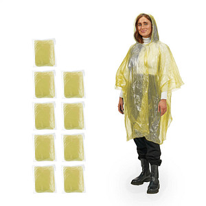 4052025877415 - unisex Einweg-Regenponcho gelb Einheitsgröße 4052025877415 relaxdays 10 Stück