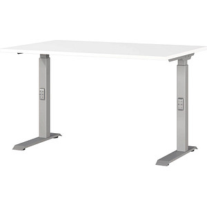 4005949791947 - Schreibtisch DOWNEY 7910-639 manuell höhenverstellbar 68-91cm (H) 120x80cm (BxT) rechteckig weiß   silber 4005949791947 GER