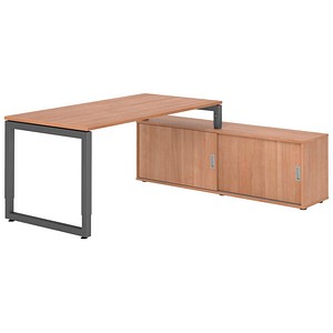 4032062332627 - Schreibtischkombination RSE19 höhenverstellbar 72-81cm (H) 160x80cm (BxT) rechteckig nussbaum   graphit 4032062332627 Hammer