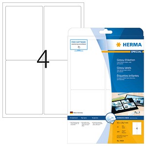HERMA Etiketten 4908 weiß 96,0 x 139,7 mm, 25 Blatt