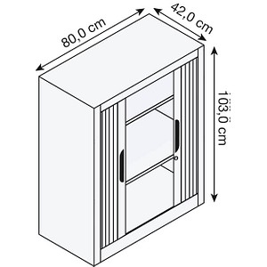 4062084586401 - CP Omnispace Rollladenschrank verkehrsweiß 2 Fachböden 800 x 420 x 1030 cm