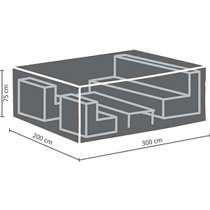 4043153103576 - Gartenmöbel-Schutzhülle BEST grau (anthrazit) B300cm H75cm L300cm Polyester Planen für Lounge-Sets groß large 300x200x75 cm