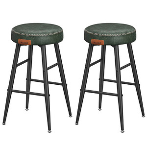 0194343187181 - Vasagle echo Kollektion Barhocker 2er Set Barstuhl Küchenstuhl Kunstleder 63 cm hoch für Küche Esszimmer einfacher Aufbau waldgrün CBL080C01