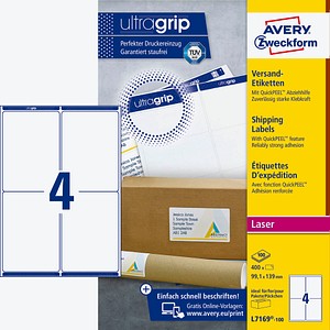 400 AVERY Zweckform Versandetiketten L7169-100 weiß
