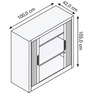 4062084586418 - Rollladenschrank mit Horizontal-Jalousie HxBxT 1030 x 1000 x 420 mm 2 Fachböden 25 Ordnerhöhen verkehrsweiß C+P 4062084586418 - Rollladenschrank mit Horizontal-Jalousie HxBxT 1030 x 1000 x 420 mm 2 Fachböden 25 Ordnerhöhen verkehrsweiß C+P