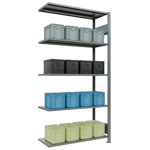 4004514280152 - Schulte Lagertechnik Fachbodenregal-Stecksystem MULTIplus 150 Anbauregal Längenriegel 2000x1000x400 mm 5 Böden verzinkt