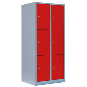 4061815519107 - Schließfachschrank feuerrot lichtgrau 523324 6 Schließfächer 800 x 500 x 1800 cm 4061815519107 LÜLLMANN