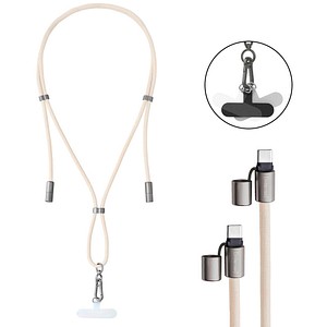 Intenso Charging Lanyard Handykette Ladekabel beige, Kabellänge: 1,65 m, 60 Watt