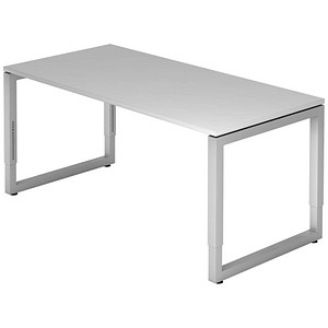HAMMERBACHER RS16 höhenverstellbarer Schreibtisch lichtgrau rechteckig, Kufen-Gestell silber 160,0 x 80,0 cm