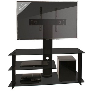 TV-Ständer Bulmo schwarz, schwarzglas