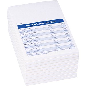 König und Ebhardt Zettelklotz 8655651, Terminvereinbarungen, A7, geleimt, weiß, Papier, 50 Blatt 4014149197114 König und Ebhardt 10 Stück