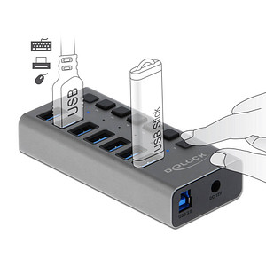 4043619636693 - 63669 - Externer SuperSpeed usb Hub mit 7 Ports + Schalter (63669) - Delock 4043619636693 - 63669 - Externer SuperSpeed usb Hub mit 7 Ports + Schalter (63669) - Delock