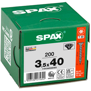 4003530275692 - Senkkopf 35x 40 vg Torx 20 verzinkt schwarz mit Bewertung Kleinpackung - Spax 4003530275692 - Senkkopf 35x 40 vg Torx 20 verzinkt schwarz mit Bewertung Kleinpackung - Spax