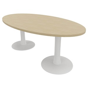 8058265533476 - Konferenztisch Idea+ eiche oval Säulenfuß weiß 2000 x 1100 x 740 cm