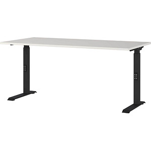 4005949791572 - Schreibtisch DOWNEY 7911-581 manuell höhenverstellbar  160x80cm (BxT) rechteckig lichtgrau   Schwarz 4005949791572 GERMANIA