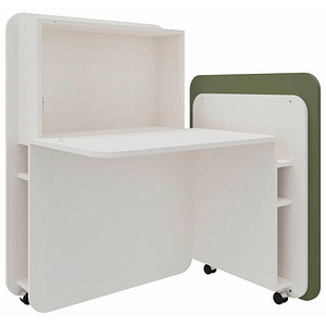 fm FLATup  Sekretär diamantweiß/ dunkelgrün rechteckig, weiß 107,0 x 41,5 – 91,0 cm