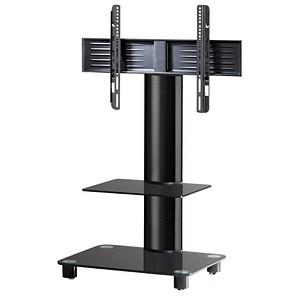 TV-Ständer mit Rollen Tosal mit Zwischenboden schwarz, schwarzglas