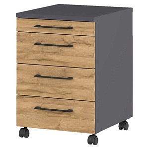 GERMANIA Profi 3.0 Rollcontainer grafit, grandson-eiche 4 Auszüge 42,0 x 49,0 x 61,0 cm