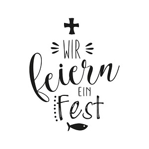 4006166824852 - WIR feiern EIN Fest Motivstempel Kreuz und Fisch 60 x 70 cm