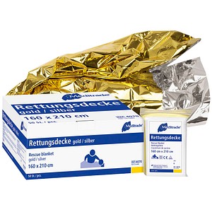 4250016406488 - Meditrade Rettungsdecke 160 x 210 cm Rettungsdecke für den Einmalgebrauch 1 Karton = 5 x 50 Stück = 250 Stück