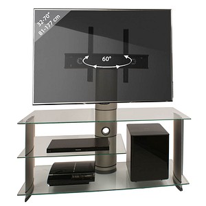 TV-Ständer Bulmo silber, klarglas