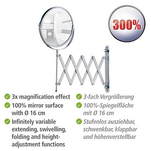 4008838151655 - Kosmetik-Wandspiegel Teleskop Exclusiv Wandspiegel 3-fach Vergrößerung Silber glänzend Stahl chrom Glas - silber glänzend - Wenko 4008838151655 - Kosmetik-Wandspiegel Teleskop Exclusiv Wandspiegel 3-fach Vergrößerung Silber glänzend Stahl chrom Glas - silber glänzend - Wenko