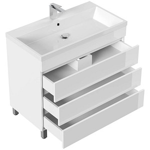 4251982673751 - POSSEIK Waschbecken mit Unterschrank FELLINI 90 weiß glanz 900 x 480 x 835 cm