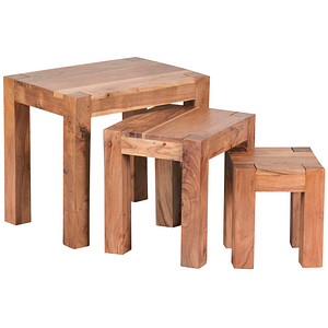 4250950222113 - 3-teiliger Satztisch Akazie Massivholz Beistelltisch