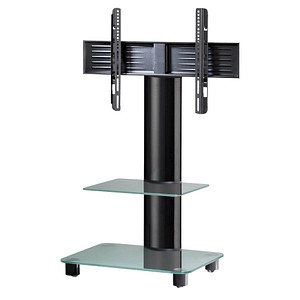 TV-Ständer mit Rollen Tosal mit Zwischenboden schwarz, mattglas