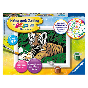 4005556296057 - Malen nach Zahlen - Jeder kann malen (Mal-Sets) Bildgröße 85 x 12 cm Ravensburger Malen nach Zahlen 29605 - Süßer Tiger - Kinder ab 9 Jahren