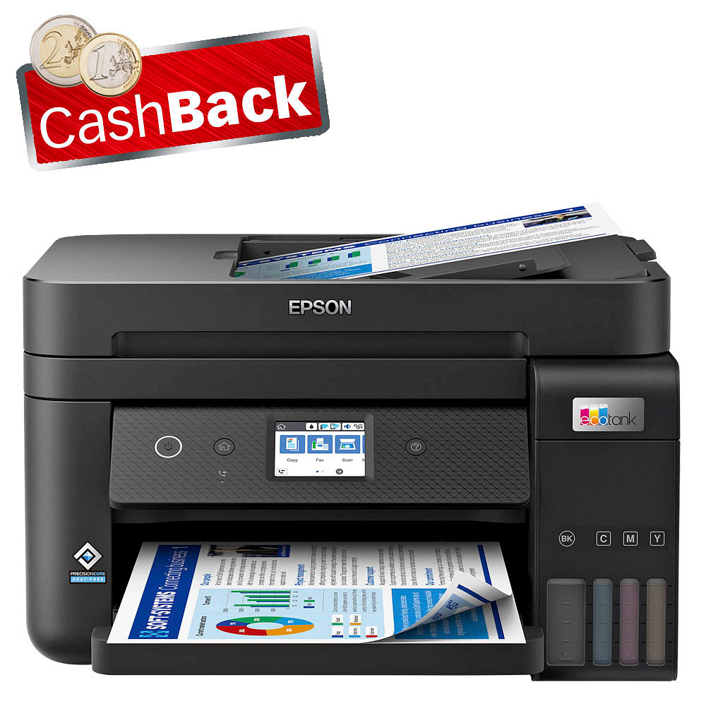 AKTION: EPSON EcoTank Tintenstrahl-Multifunktionsdrucker 1 schwarz mit büroshop24 >> CashBack ET-4850 4 in