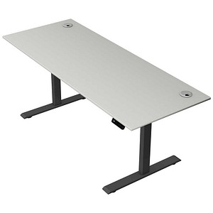 Kerkmann Move 2 Plus elektrisch höhenverstellbarer Schreibtisch lichtgrau rechteckig, T-Fuß-Gestell anthrazit 200,0 x 80,0 cm