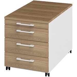 röhr objekt.pur Rollcontainer eiche, weiß 4 Auszüge