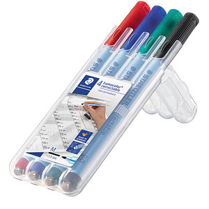 Staedtler Folienstift Lumocolor correctable M 1,0mm Auftsellbox mit 4