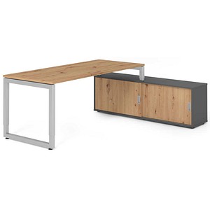 4032062332764 - Schreibtischkombination RSE19 höhenverstellbar  rechteckig asteiche   silber 4032062332764 Hammerbacher