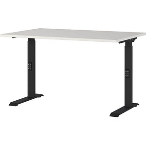 4005949791909 - Schreibtisch DOWNEY 7910-581 manuell höhenverstellbar  120x80cm (BxT) rechteckig lichtgrau   Schwarz 4005949791909 GERMANIA