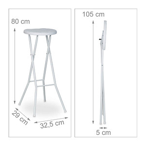 4052025970376 - Barhocker klappbar bastian 2er Set weiss Wetterfest Höhe 80 cm Barstuhl Doppelpack Kunststoff Tresen weiß - Relaxdays